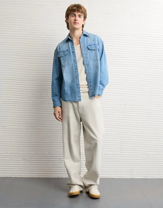 AE Relaxed Fit Western Denim Shirt