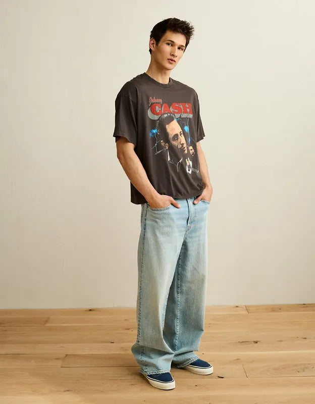 AE Boxy Fit Johnny Cash Graphic T-Shirt