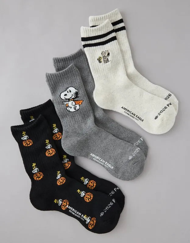 AE Snoopy Halloween Crew Socks 3-Pack