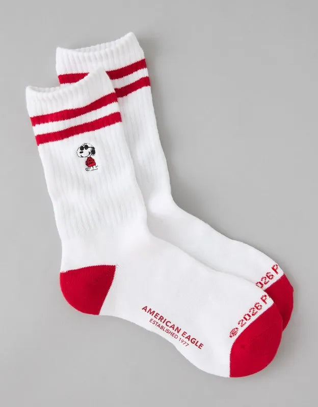 AE Snoopy Graphic Terry Crew Socks