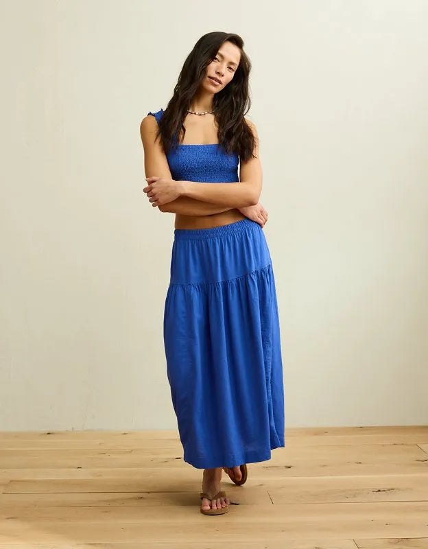 AE Mid-Rise Linen-Blend Maxi Skirt
