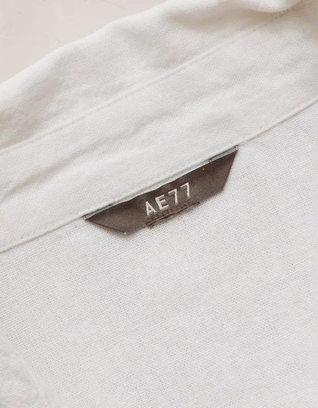AE77 Embroidered Linen-Blend Button-Up Shirt