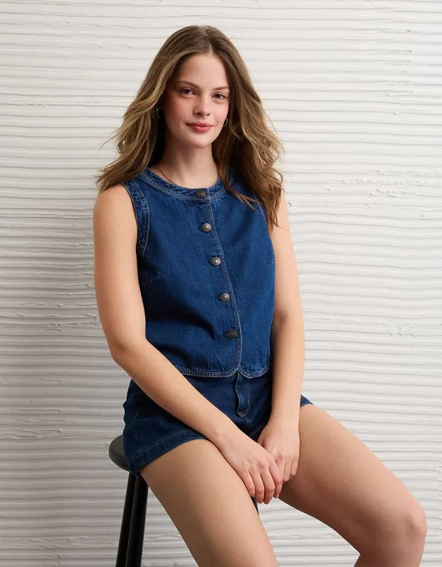AE High-Neck Denim Vest