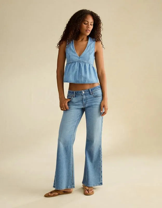 AE Denim Peplum Vest