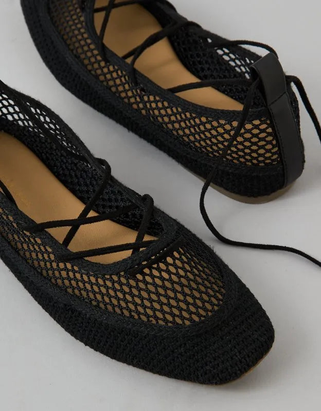 AE Mesh Lace-Up Ballet Flat