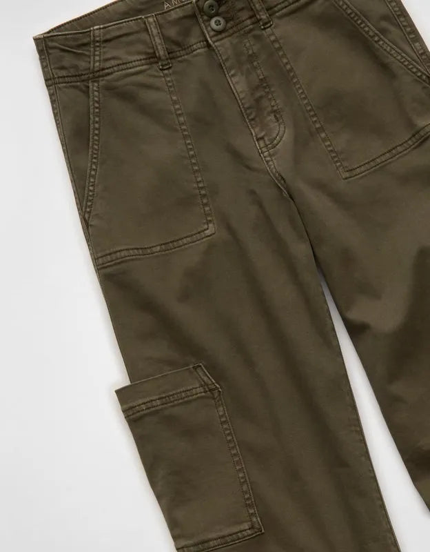 AE Stretch Super High-Waisted Wide-Leg Cargo Pant