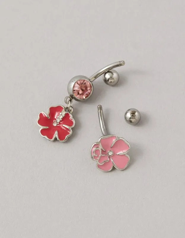 AE Hibiscus Flower Belly Rings 2-Pack