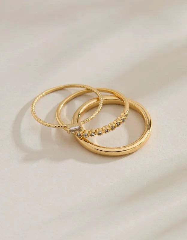 AE Keepers Collection 14K Gold Plated Ring 3-Pack