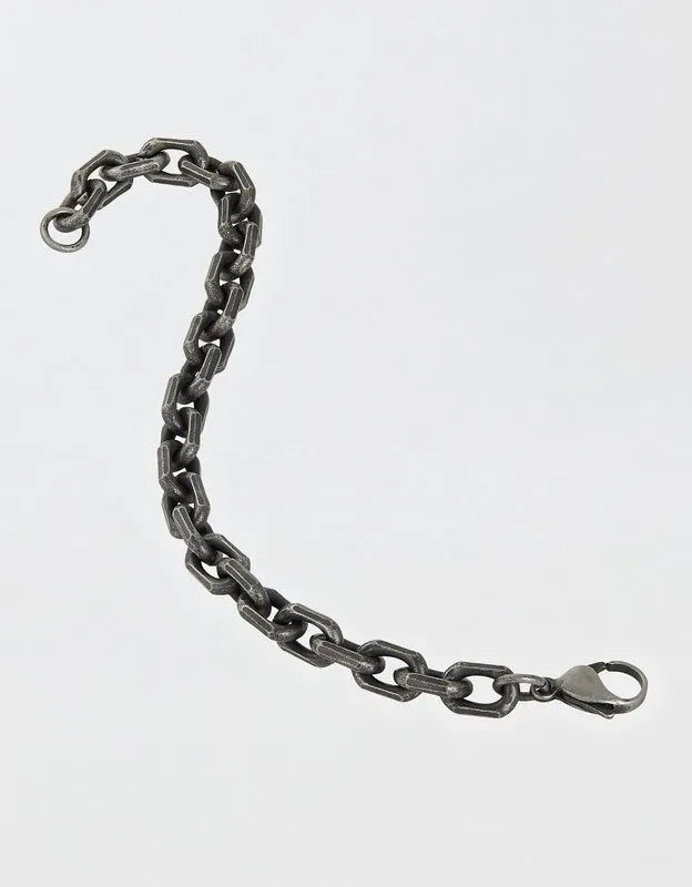 West Coast Jewelry Men's Beveled Edge Gunmetal Chain Bracelet