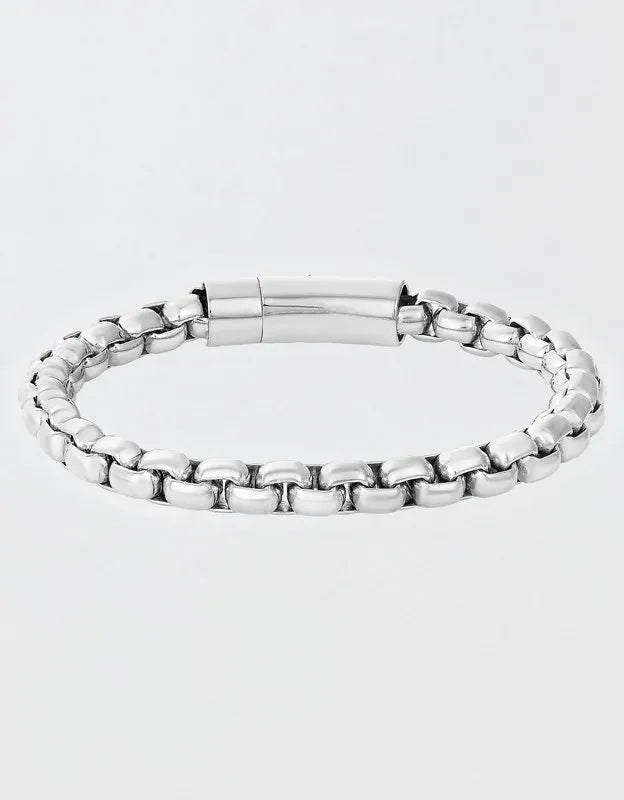 West Coast Jewelry Men's Polished Box Chain Cuff Bracelet