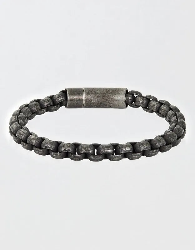 West Coast Jewelry Men's Box Chain Cuff Gunmetal Steel Bracelet