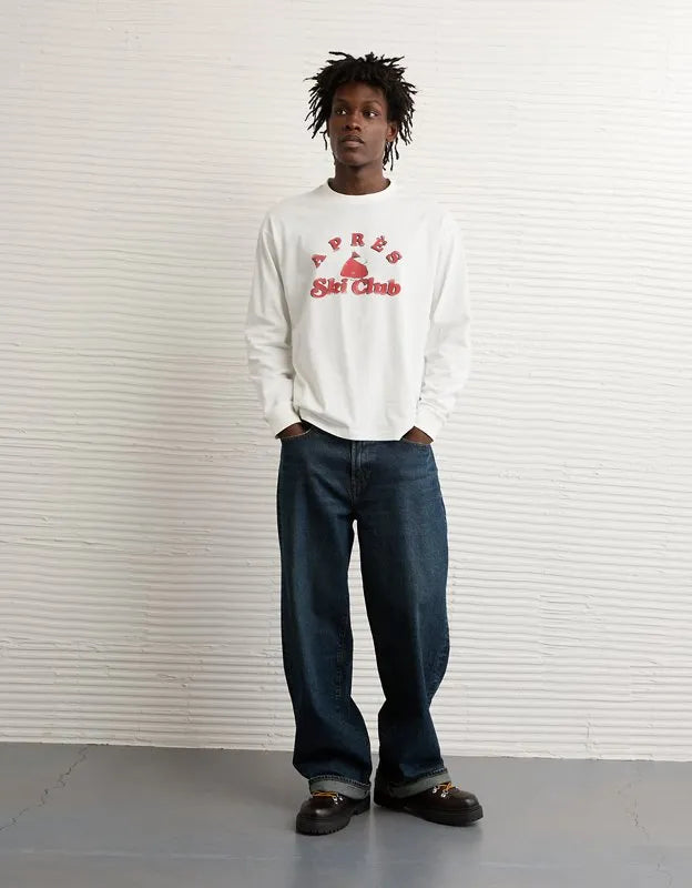 AE Boxy Long Sleeve Snoopy Graphic T-Shirt