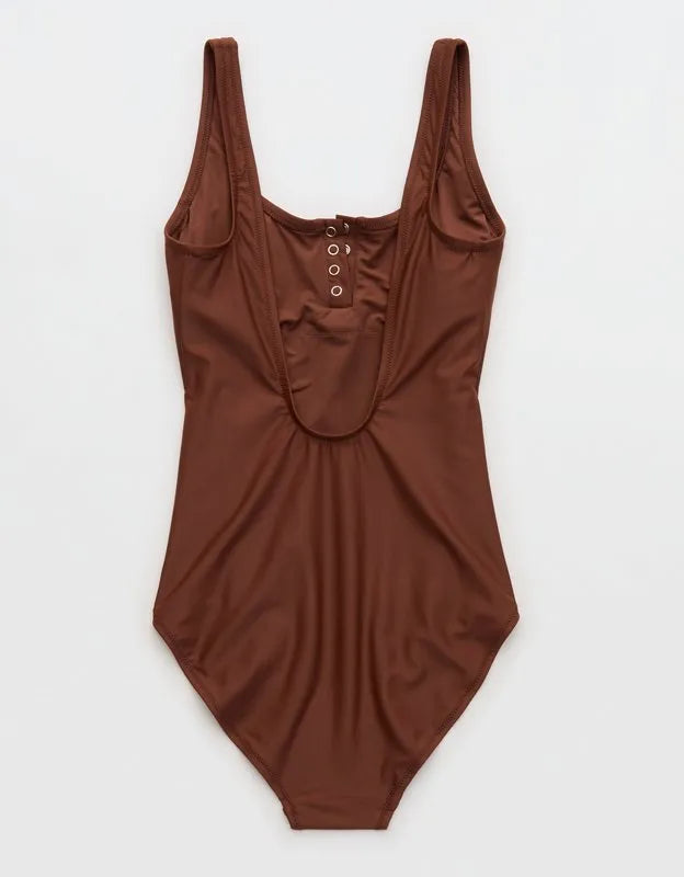 Aerie Henley Full Coverage One Piece Swimsuit
