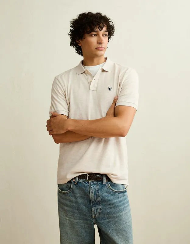 AE Standard Fit Logo Pique Polo Shirt