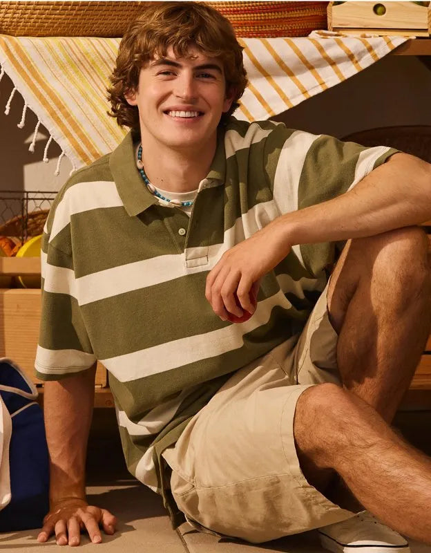 AE Boxy Fit Pique Polo Shirt