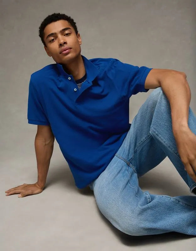 AE Standard Fit Lived-In Pique Polo Shirt