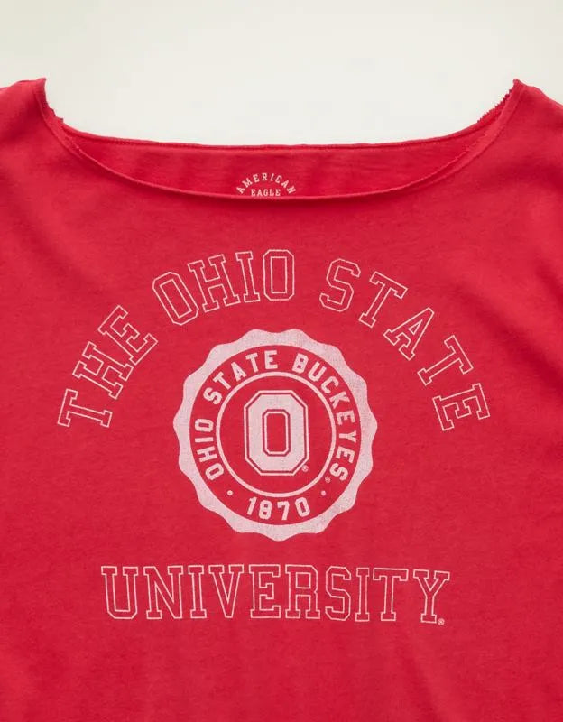 AE Ohio State Buckeyes Off-the-Shoulder Graphic T-Shirt