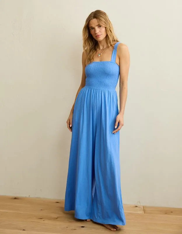 AE Sunchaser Knit Smocked Jumpsuit