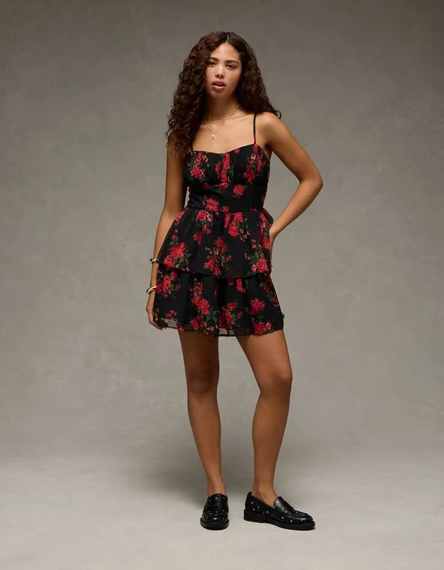AE Ruched Tie-Back Mini Dress