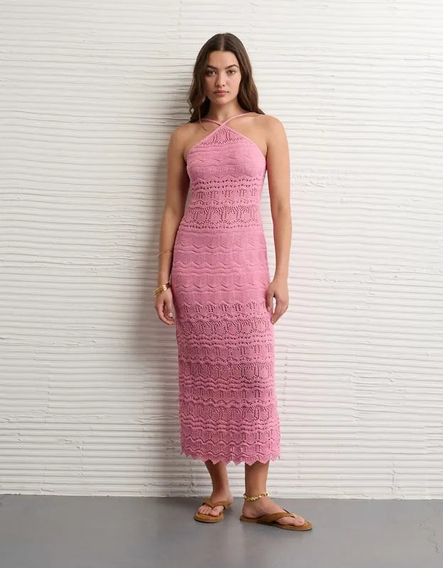 AE Halter Sweater Midi Dress