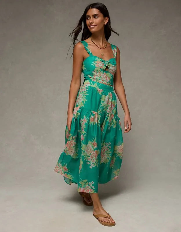 AE Matching Halter Top & Midi Skirt Set
