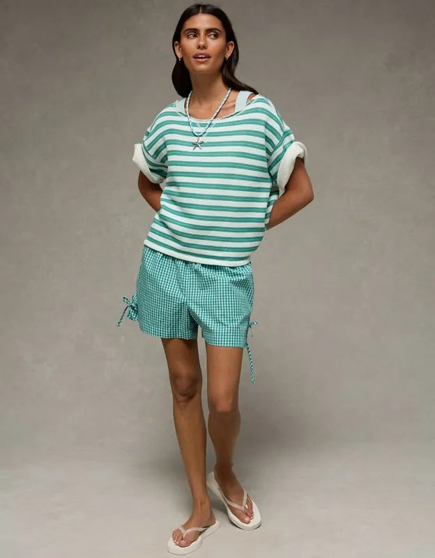 AE Off-the-Shoulder Short-Sleeve Sweatshirt
