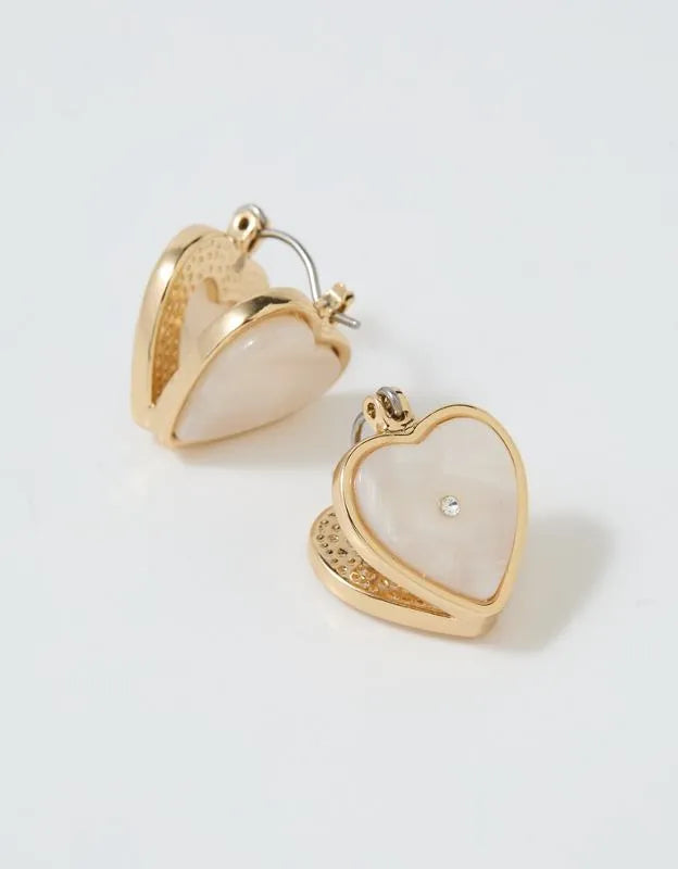 Aerie Resin Heart Huggie Earrings