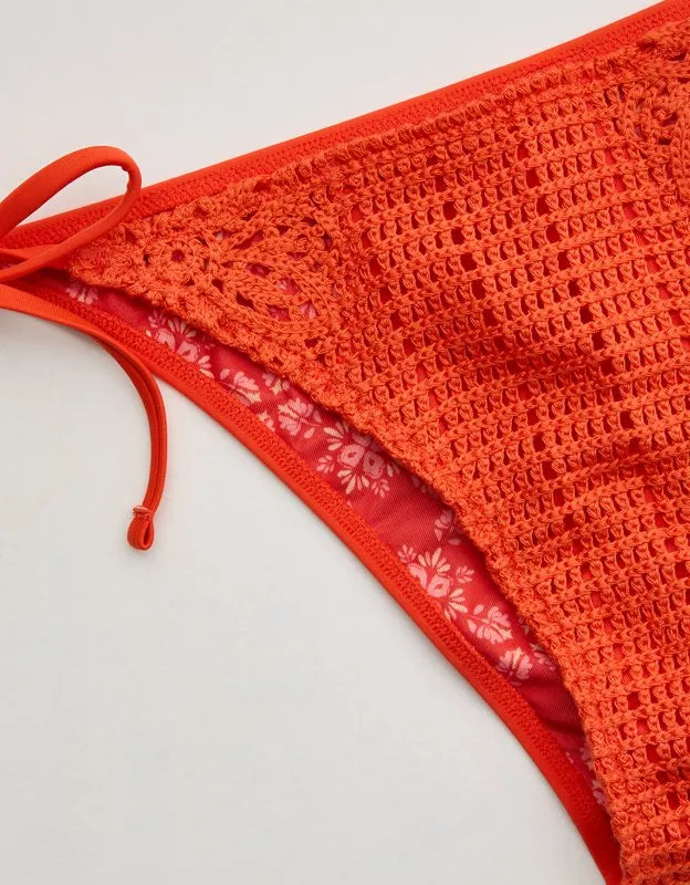 Aerie Cheekiest Side Tie Crochet Bikini Bottom