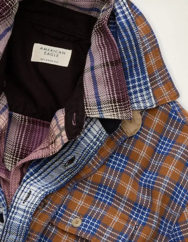 AE Relaxed Fit Textured Flannel Shirt