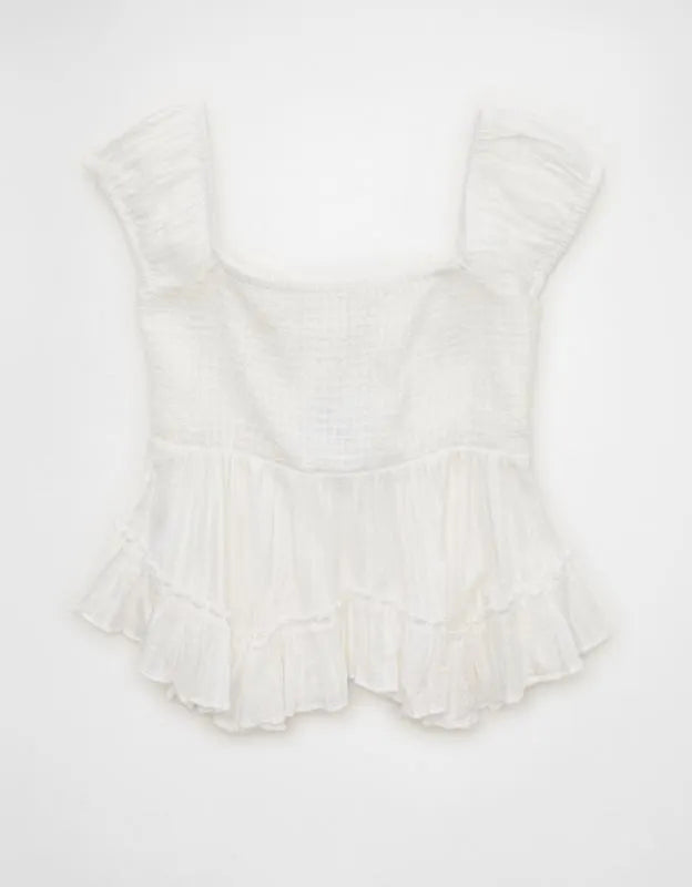 AE Lace Trim Babydoll Blouse
