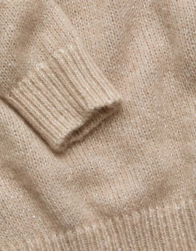 AE77 Sparkle Shrunken Crew Neck Sweater