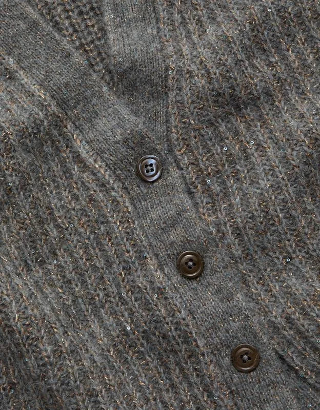 AE77 Shaker Stitch Cardigan Sweater