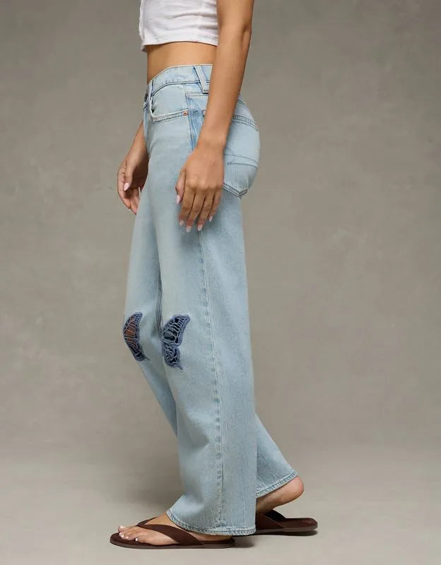 AE High-Waisted Butterfly Appliqué Stovepipe Jean