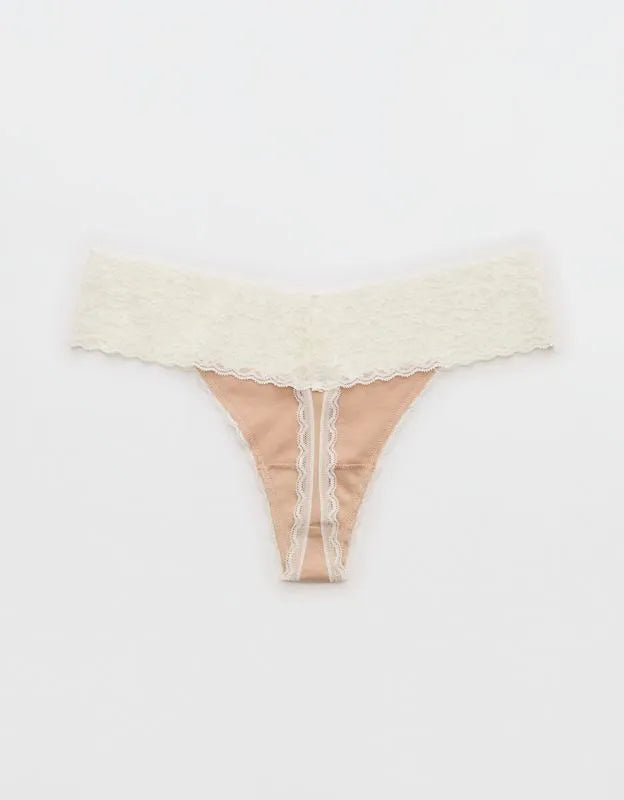 Superchill Vintage Lace Cotton Thong Underwear