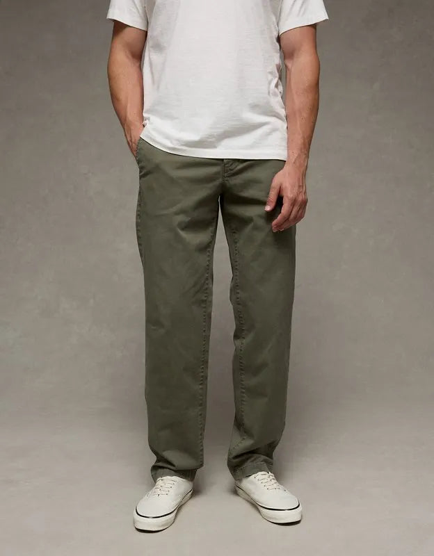 AE Flex Relaxed Straight Lived-In Khaki Pant