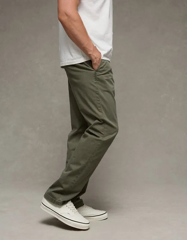 AE Flex Relaxed Straight Lived-In Khaki Pant