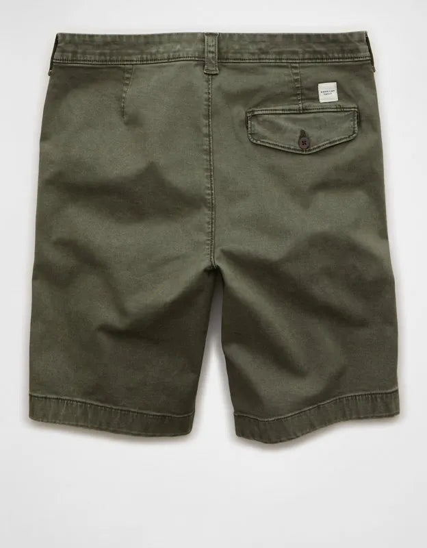 AE 9" Flex Loose Pleated Khaki Short