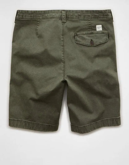 AE 9" Flex Loose Pleated Khaki Short
