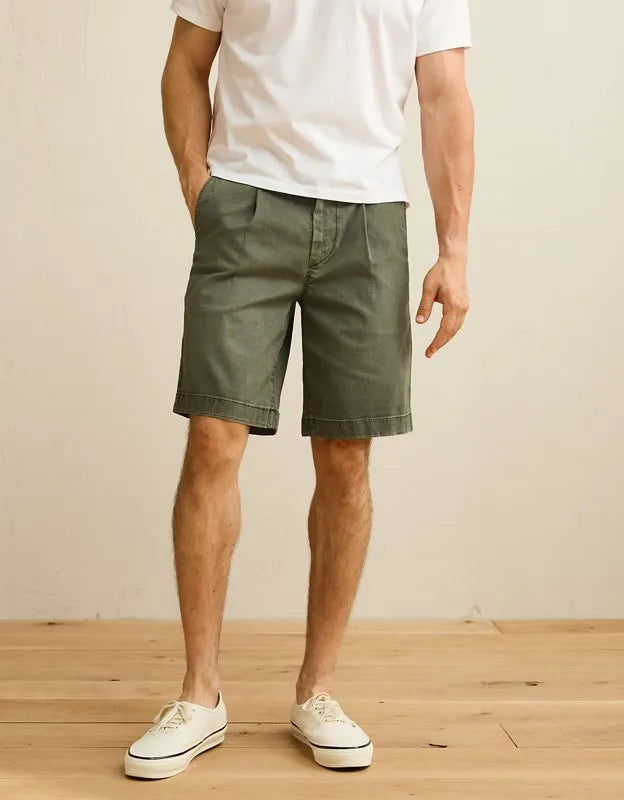 AE 9" Flex Loose Pleated Khaki Short