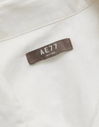AE77 Linen-Blend Camp Collar Surplus Shirt
