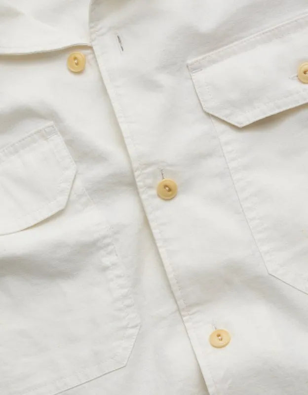 AE77 Linen-Blend Camp Collar Surplus Shirt
