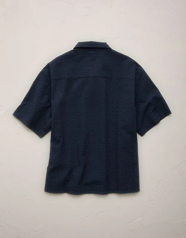 AE77 Seersucker Camp Collar Shirt