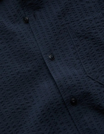 AE77 Seersucker Camp Collar Shirt