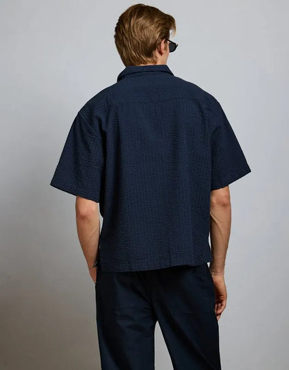 AE77 Seersucker Camp Collar Shirt
