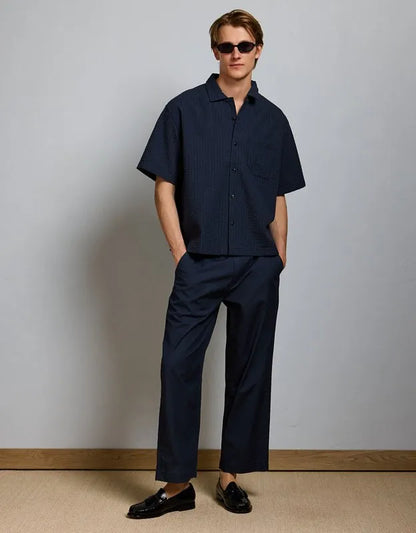 AE77 Seersucker Camp Collar Shirt