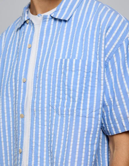 AE77 Seersucker Camp Collar Shirt
