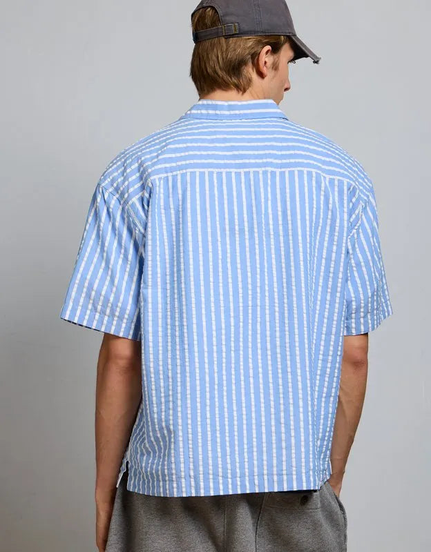 AE77 Seersucker Camp Collar Shirt
