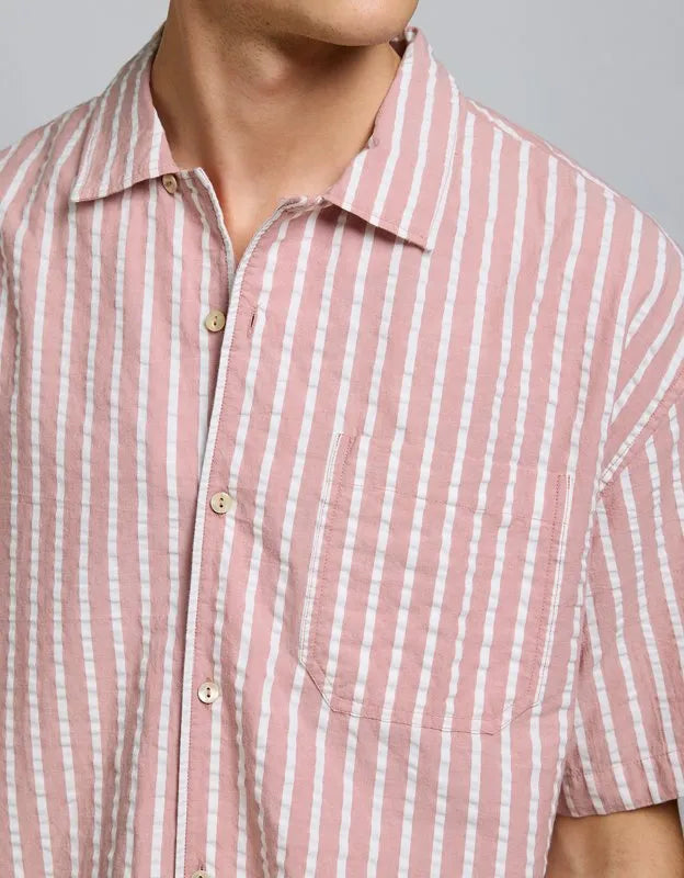 AE77 Seersucker Camp Collar Shirt