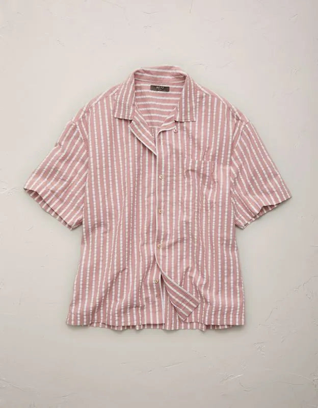 AE77 Seersucker Camp Collar Shirt