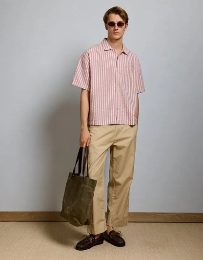 AE77 Seersucker Camp Collar Shirt